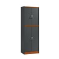 Hodedah Hodedah HI224 GREY-OAK 71.6 x 15.5 x 26.3 in. 4-Door Kitchen Pantry with 4-Shelves & 5-Compartments; Grey & Oak HI224 GREY-OAK